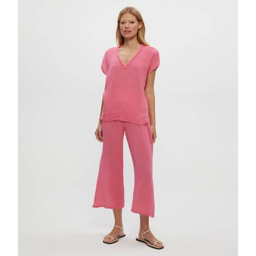 Michael Stars Medina Cropped Gauze Pant NWT Zinnia Pink XS High Rise Wide Leg